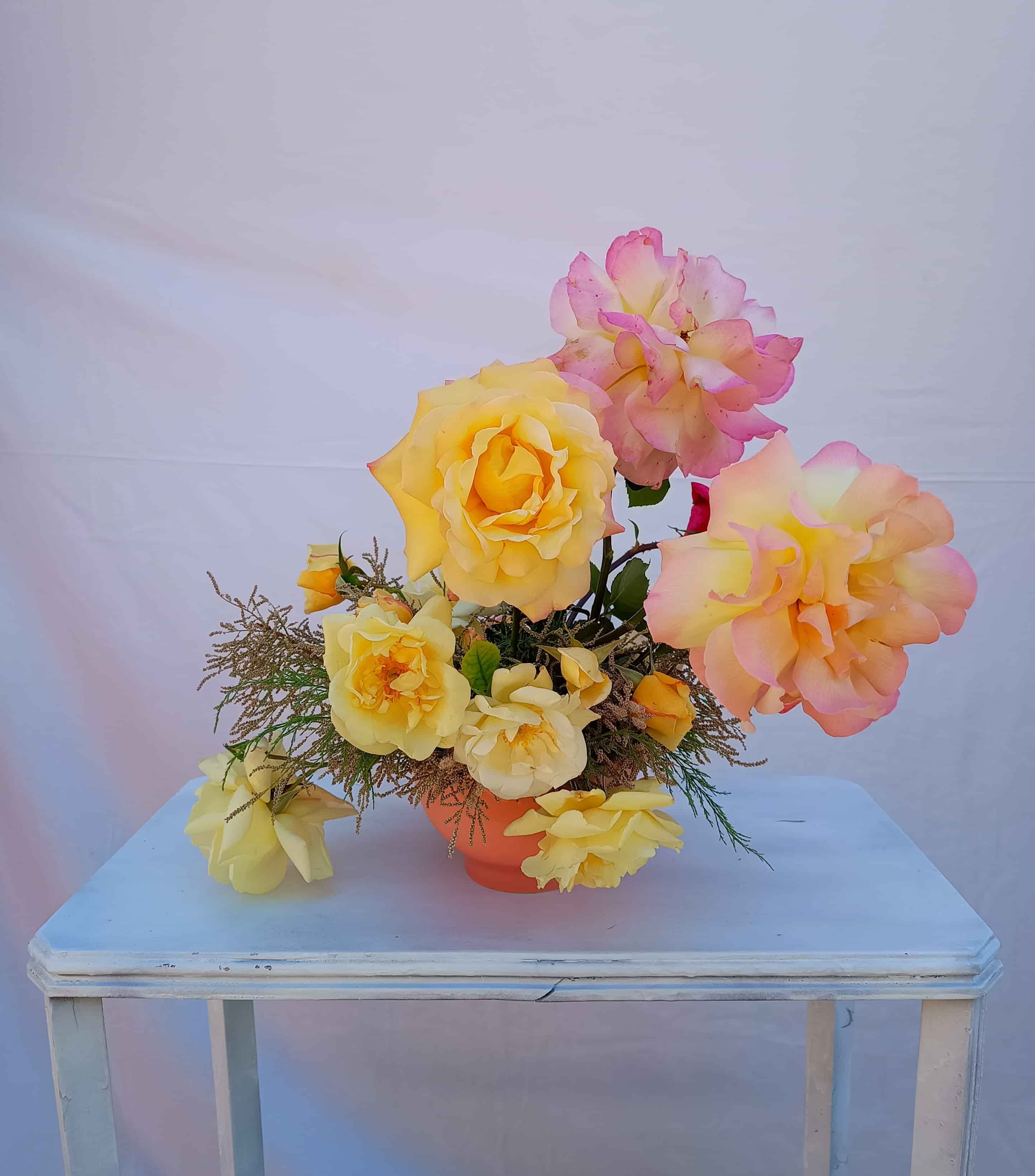 Centro de mesa con rosas